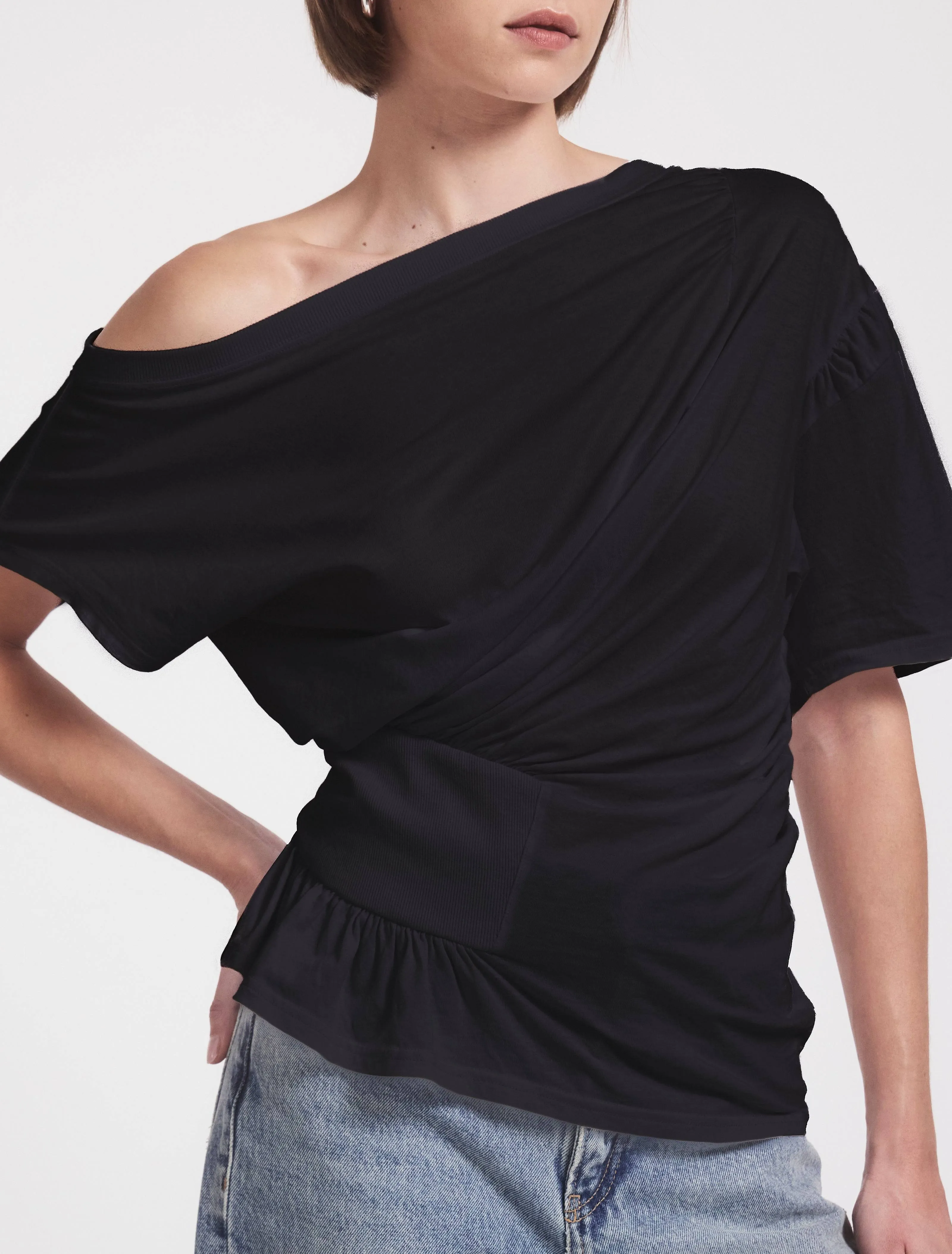 Agathi Draped Top in Black