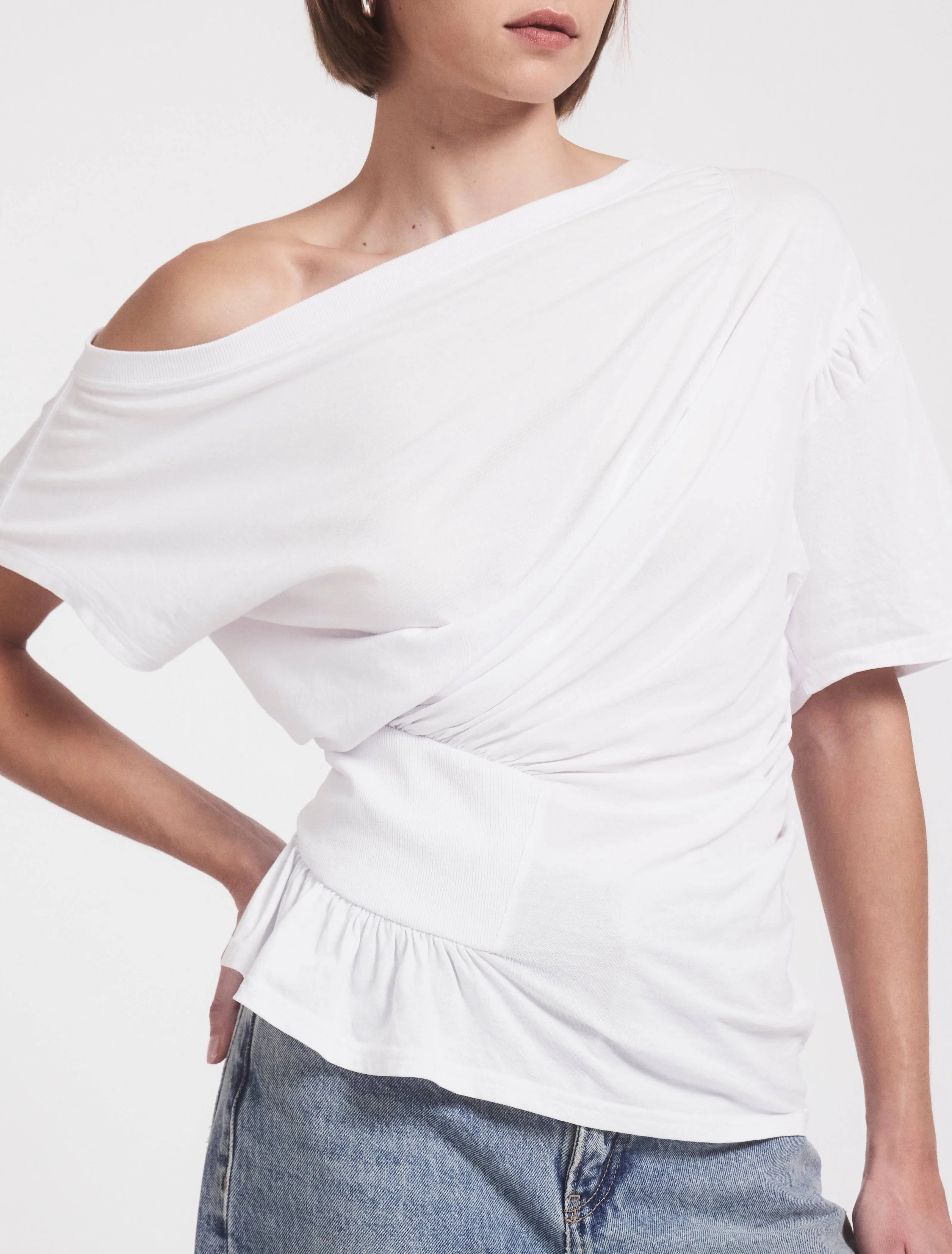 Agathi Draped Top in White