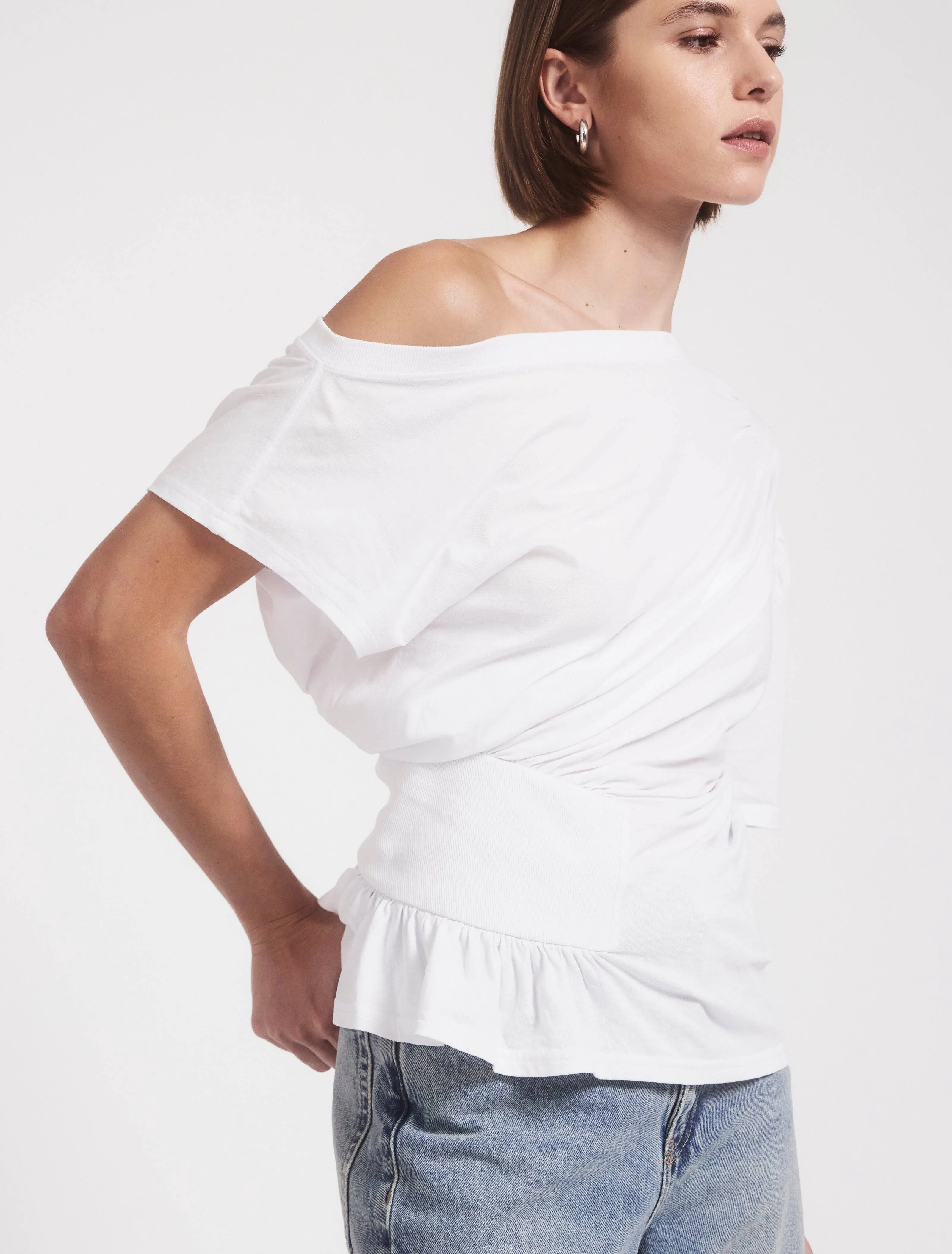 Agathi Draped Top in White