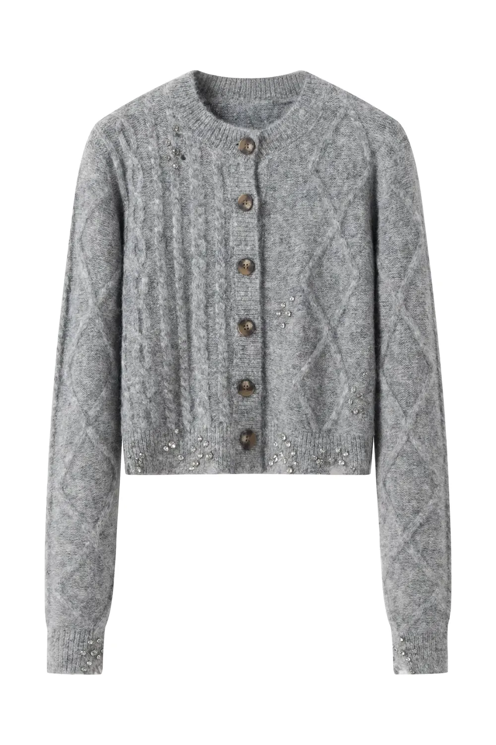 'Agnes' Rhinestone Embellishment Knitted Cardigan