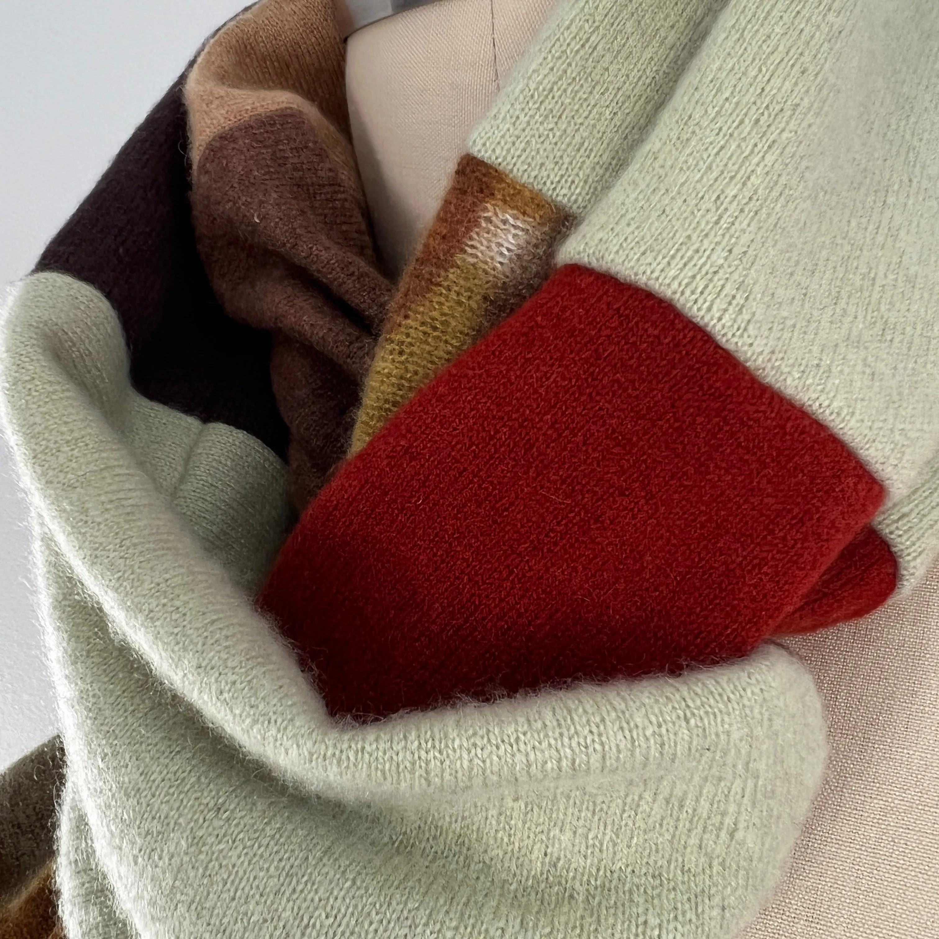 'Autum Leaves' Narrow Cashmere Scarf