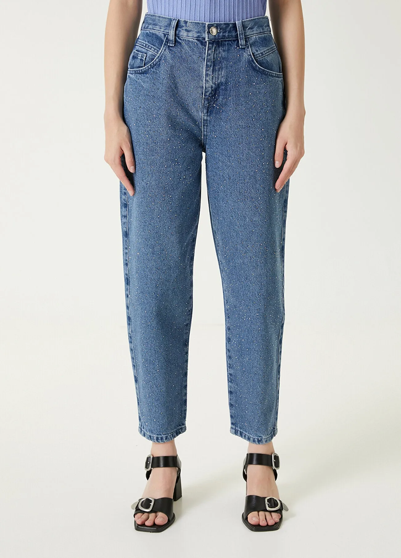 Beymen Club Stone Detailed Slouchy Trousers Blue