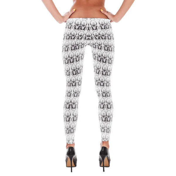 Black & White Beetles Leggings by Robert Bowen