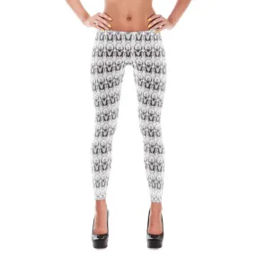 Black & White Beetles Leggings by Robert Bowen