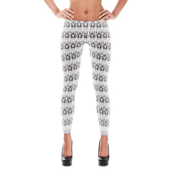 Black & White Beetles Leggings by Robert Bowen