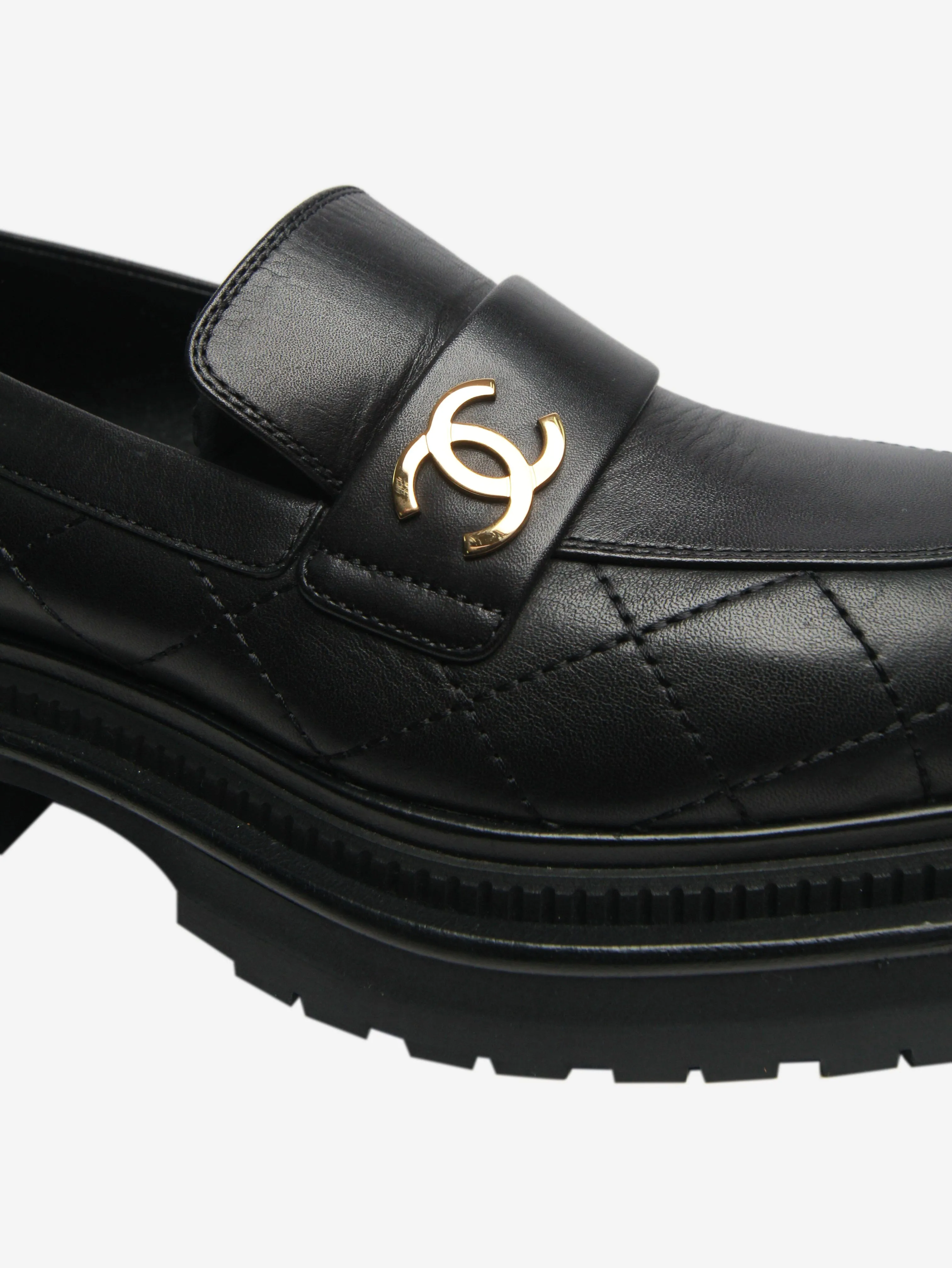 Black CC platform quilted loafers - size EU 39.5