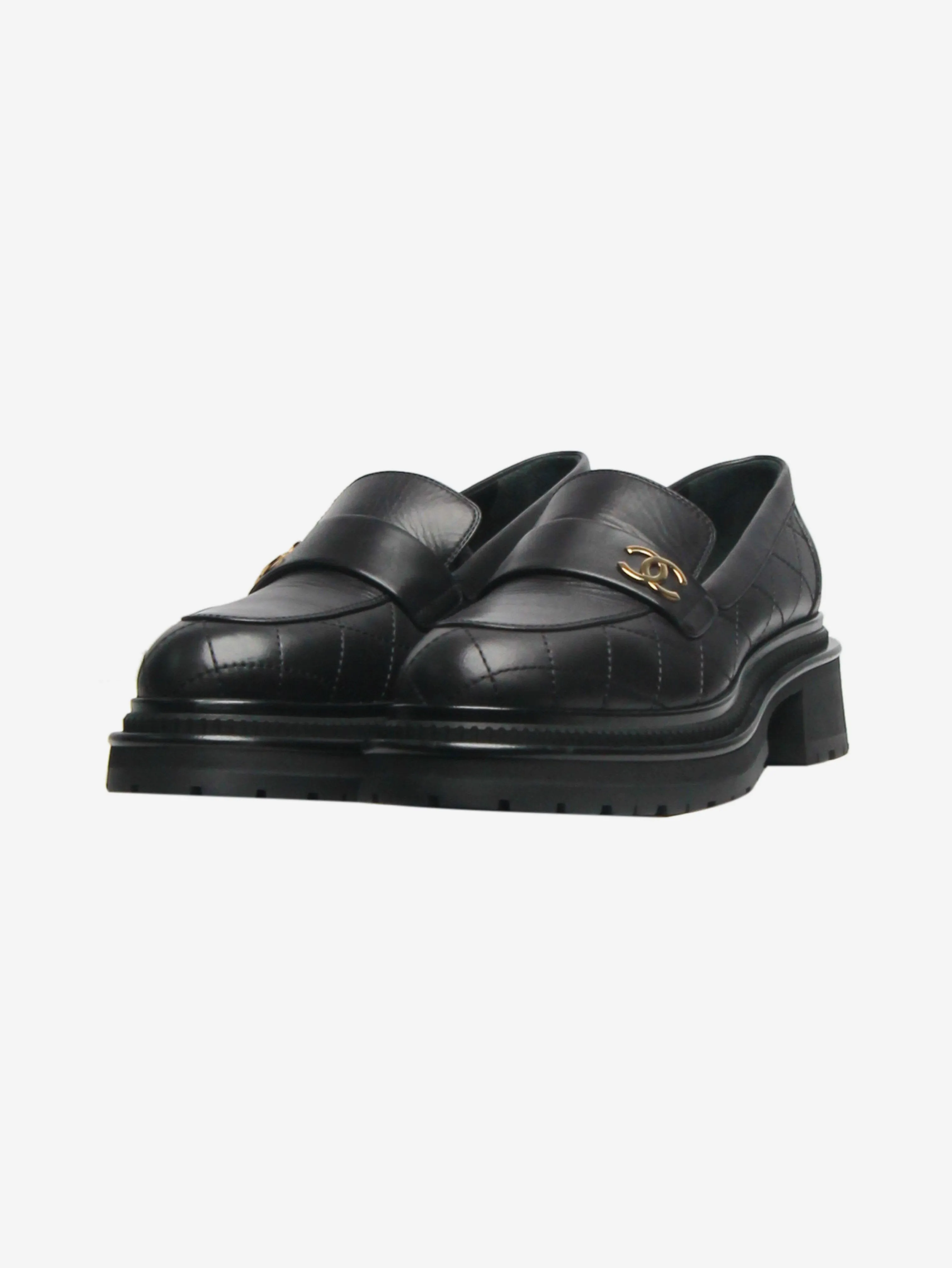 Black CC platform quilted loafers - size EU 39.5