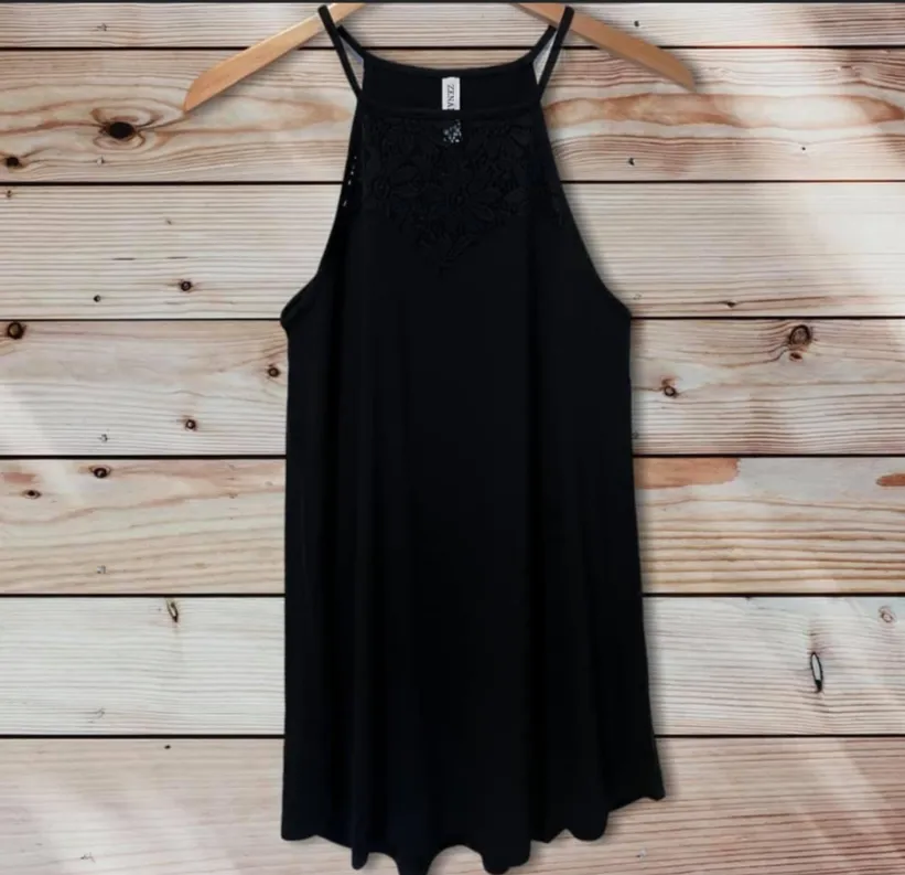 Black Lace Flowy Tank