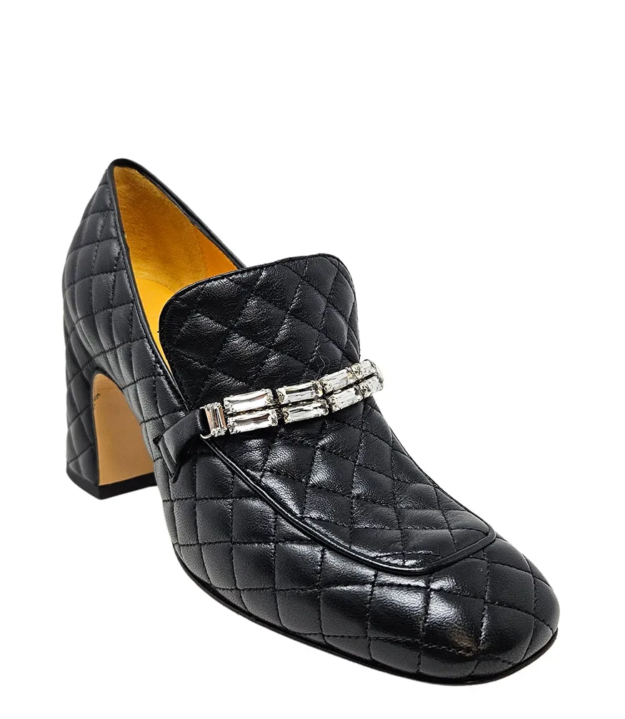 Black Leather Quilted Loafer