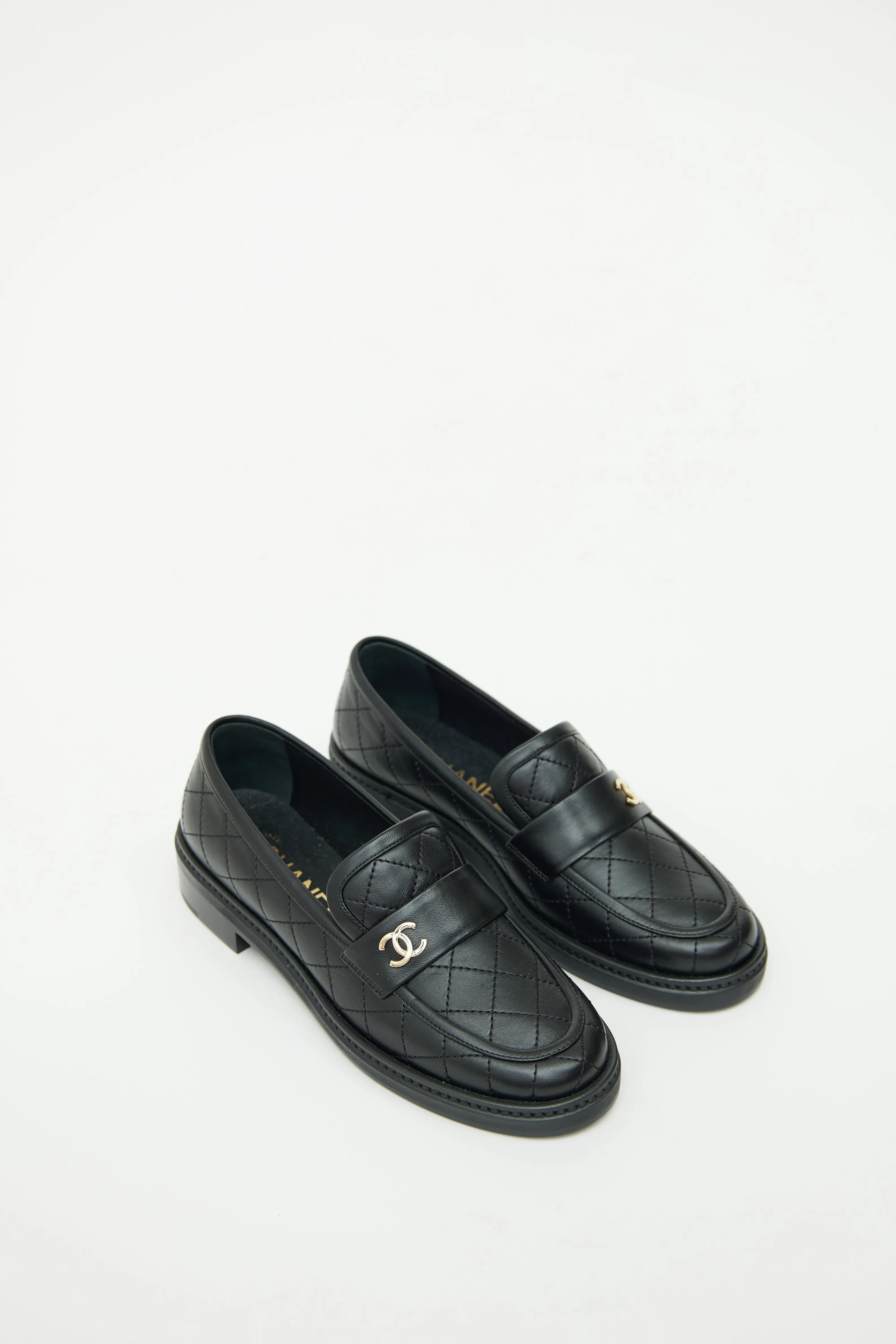 Black Quilted Lambskin Loafer