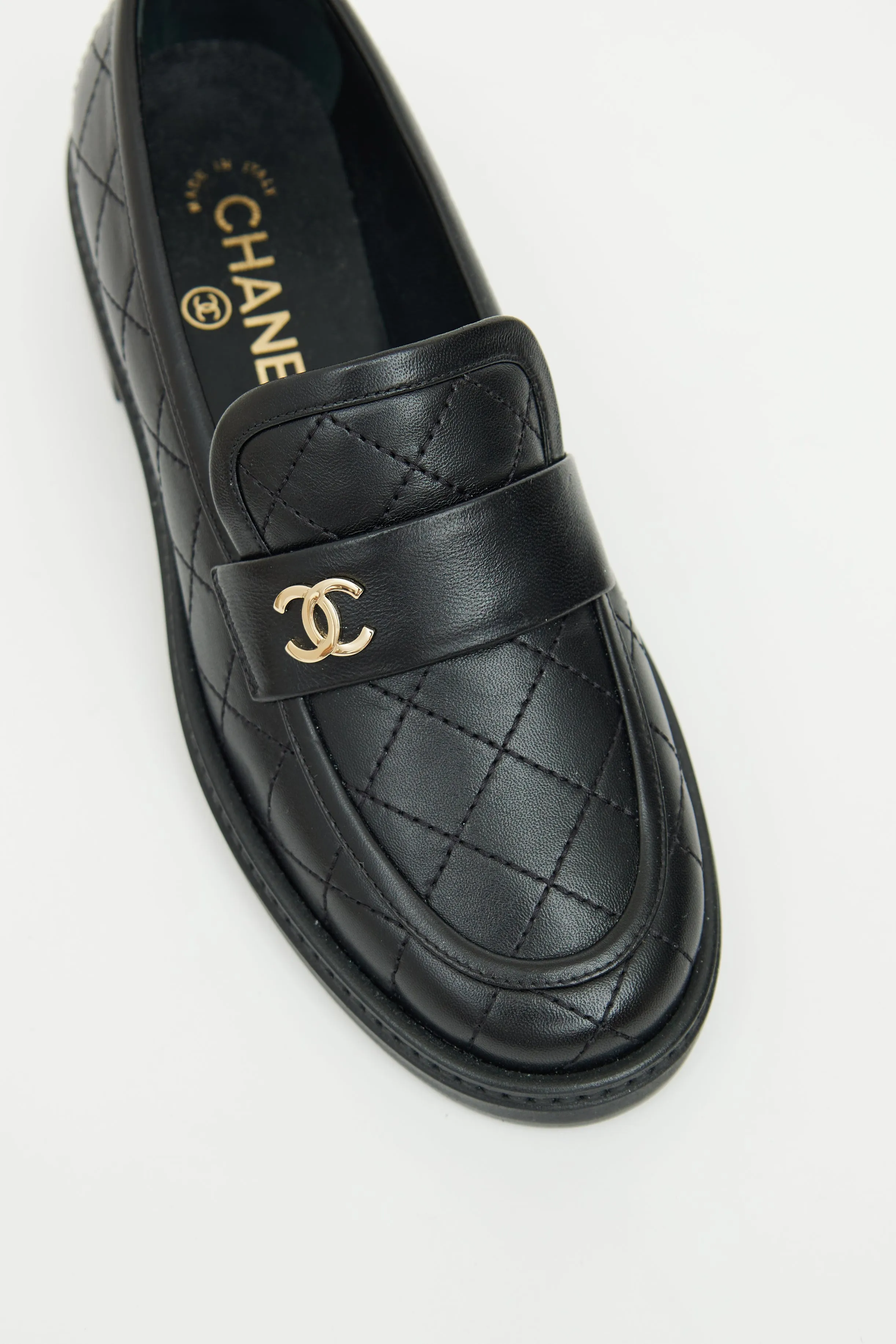 Black Quilted Lambskin Loafer