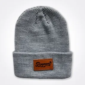 Boymom® Leather Patch Classic Beanie In Light Grey, Black, Grey