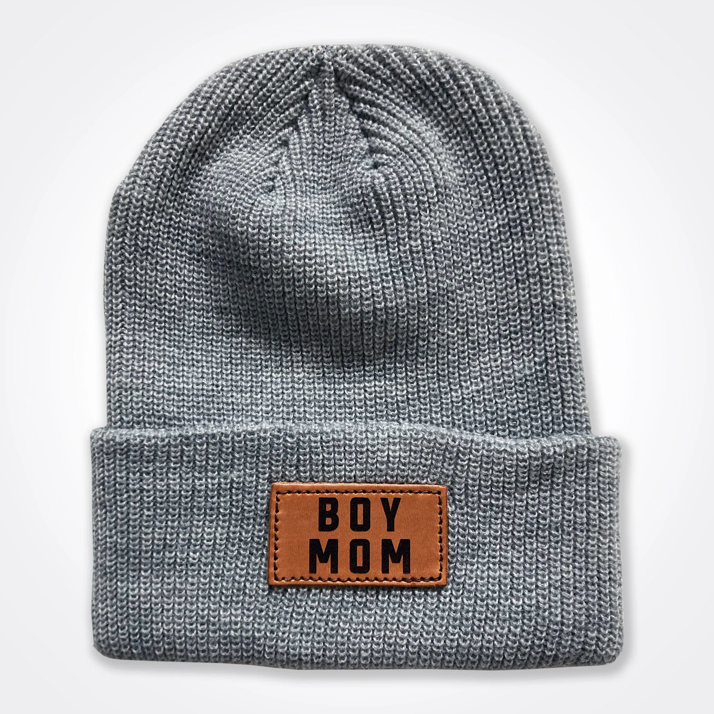 Boymom® Leather Patch Classic Beanie In Light Grey, Black, Grey