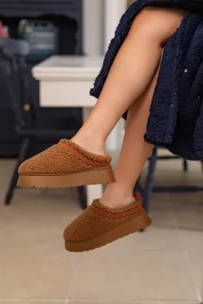 Brown Borg Platform Slippers