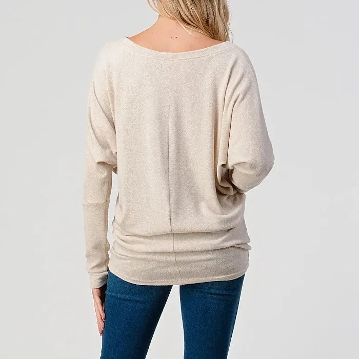 Brushed Hacci Dolman Sleeve Tops - 2739