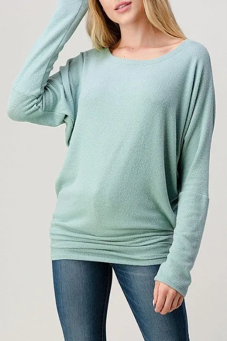 Brushed Hacci Dolman Sleeve Tops - 2739