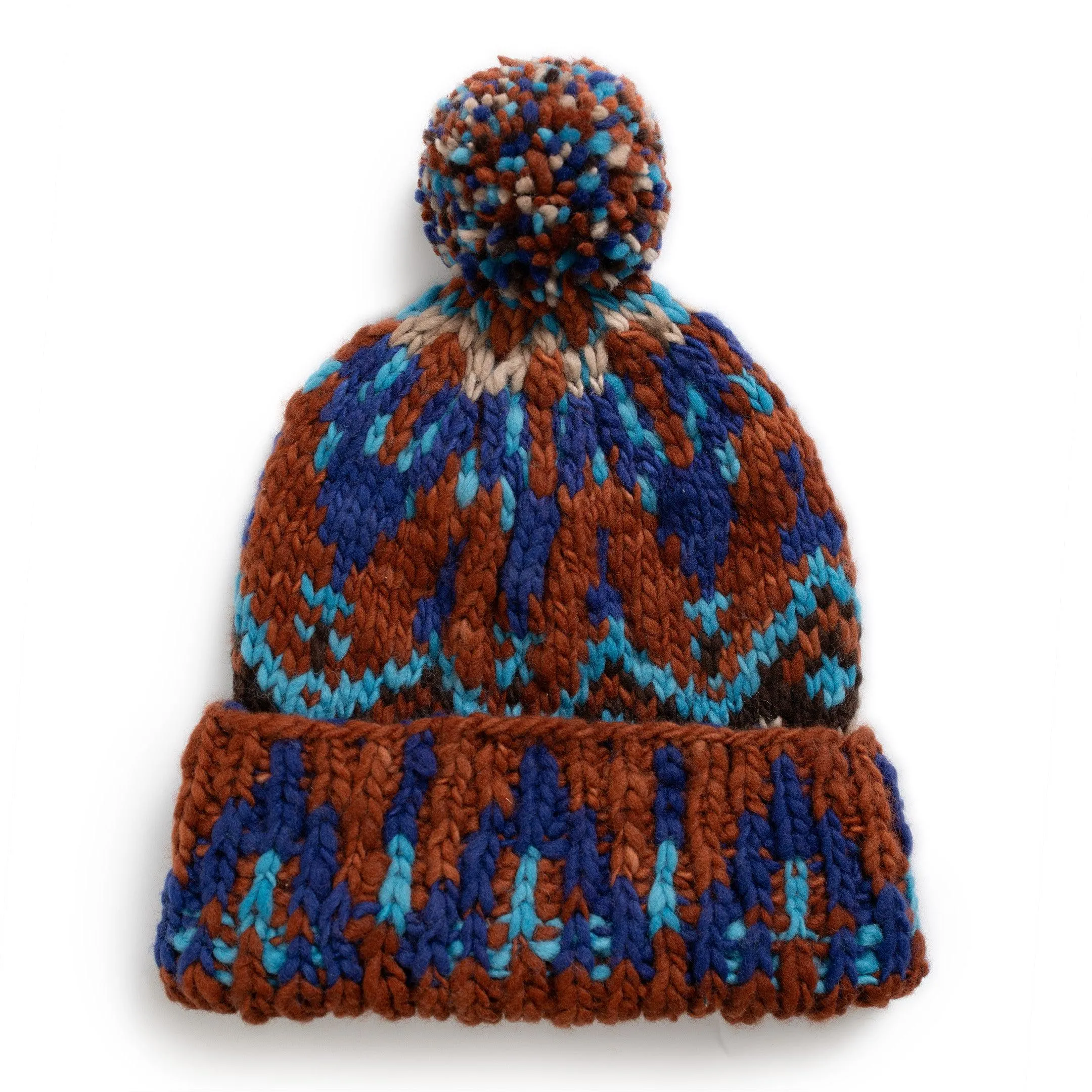 Chamula Double Cuff Cap Fair Isle #7 Intense Royal