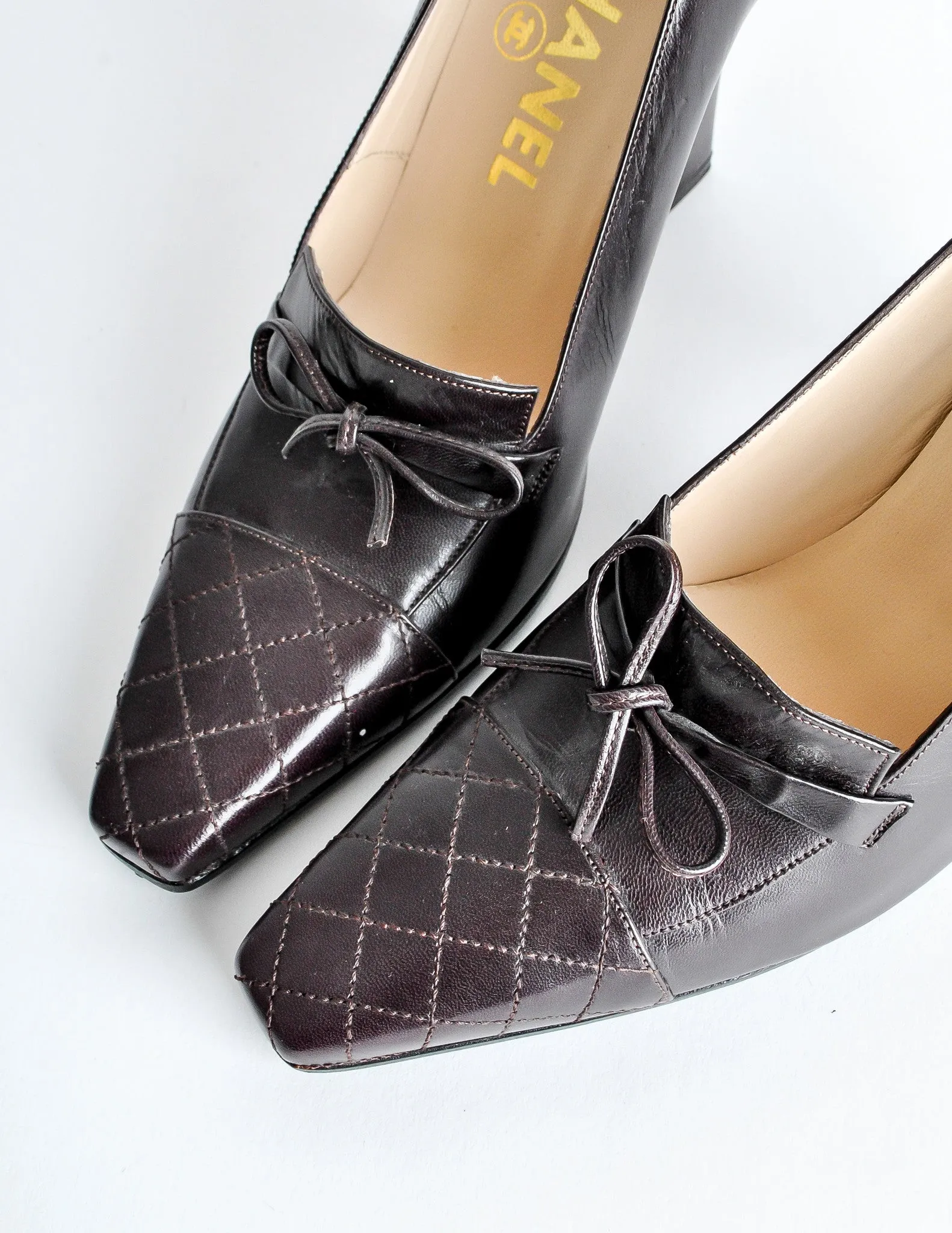 Chanel Vintage Quilted Eggplant Loafer Heels