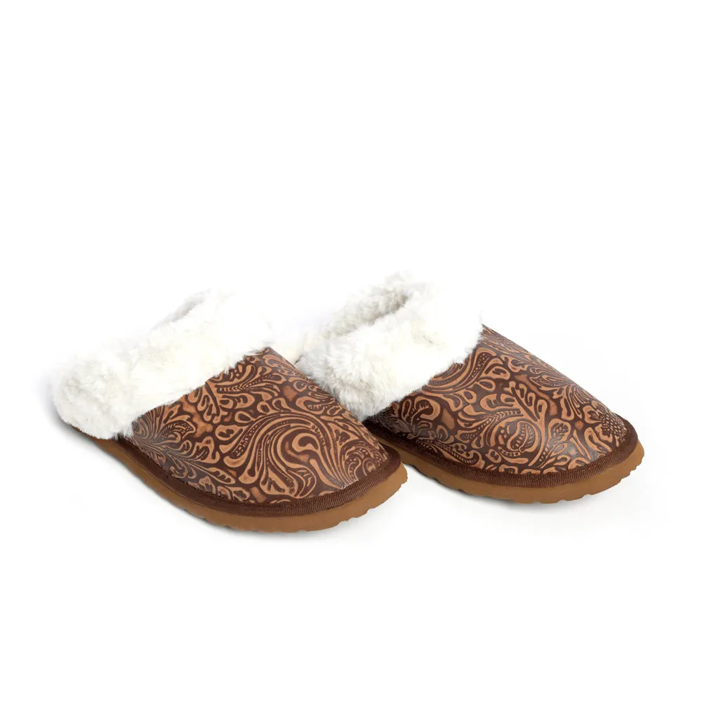 Classic Lined Brown Leather Slippers