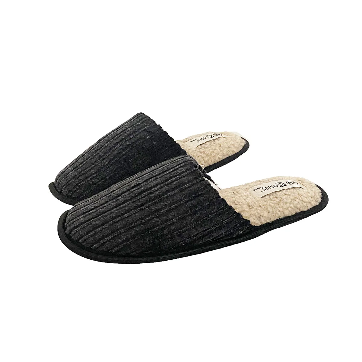 Cord open back fleece inner mule slippers MENS