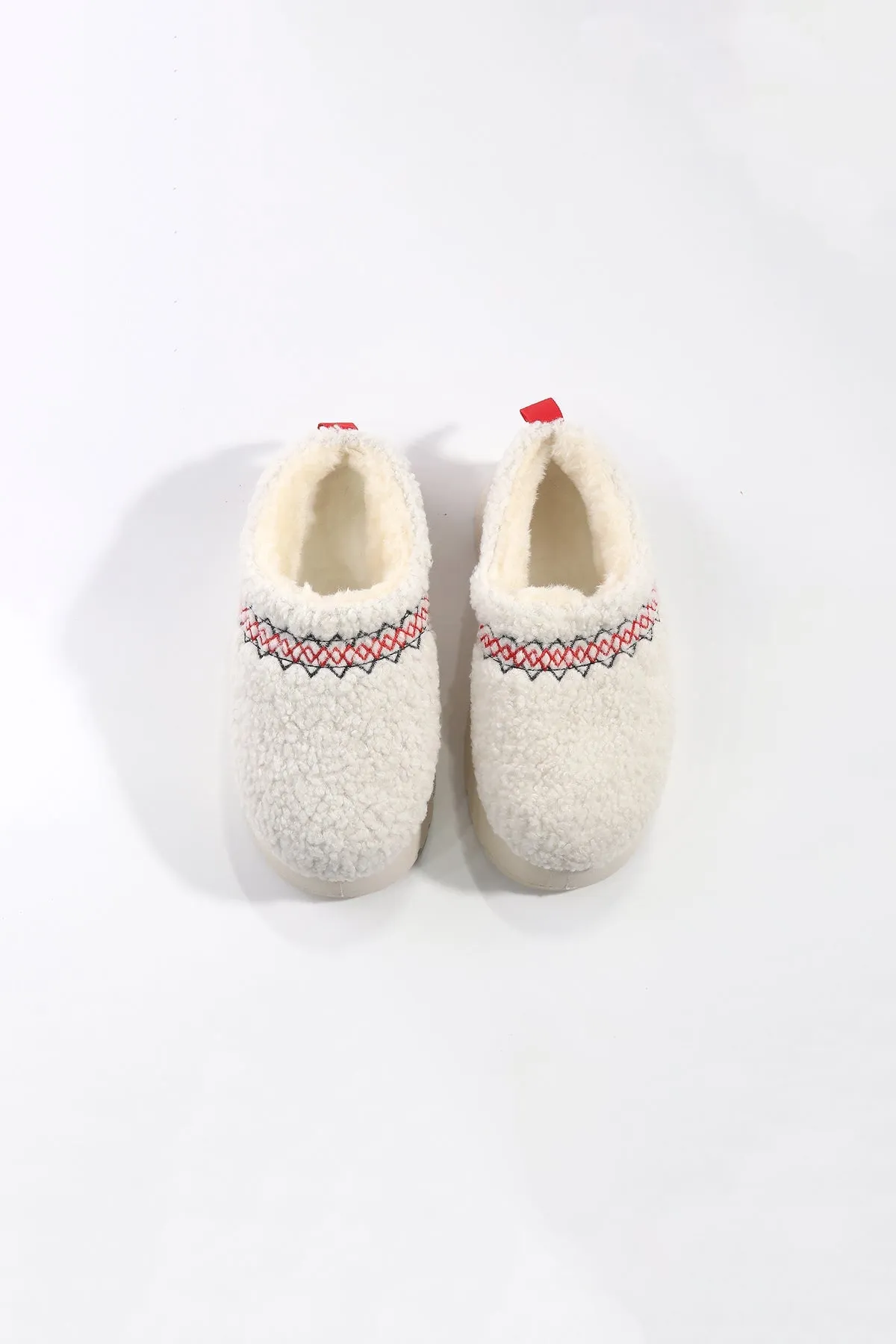 Cream Borg Platform Slippers