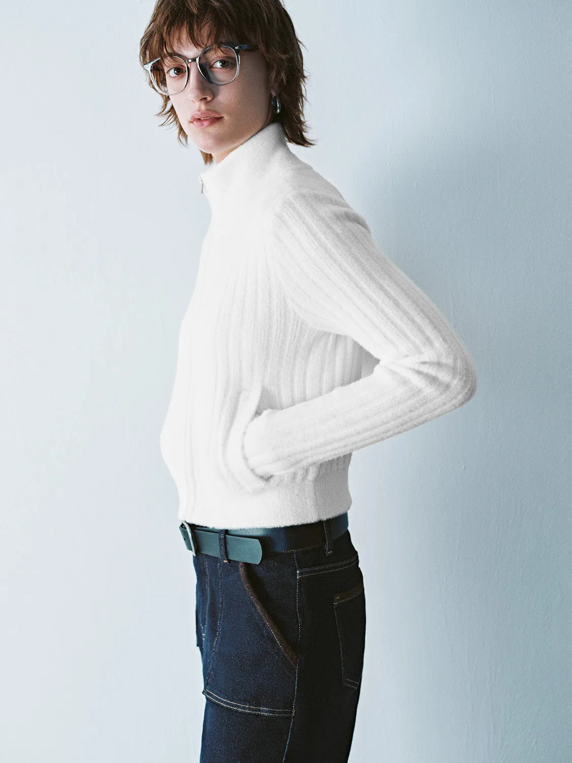 Cropped Rib Knitted Cardigans