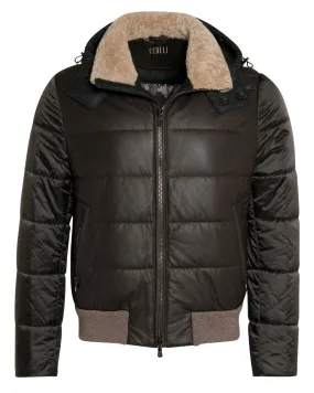 Dark Brown Hooded Puffer Jacket