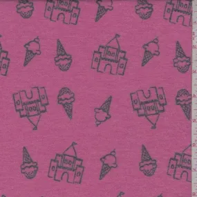 Dark Pink Ice Cream Castle Brushed French Terry Knit Fabric