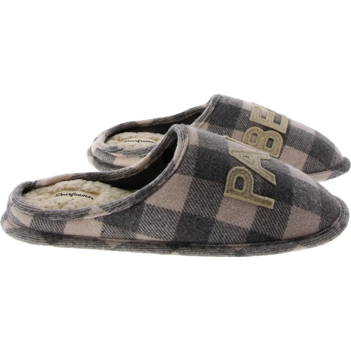 Dearfoams Mens Papa Bear Scuff Faux Fur Slip On Loafer Slippers