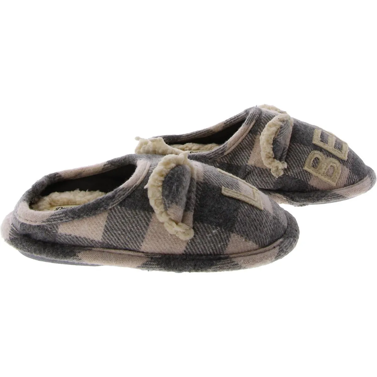 Dearfoams Mens Papa Bear Scuff Faux Fur Slip On Loafer Slippers