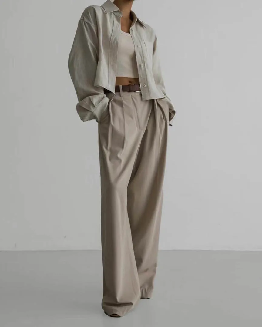 ELIS PLEATED TROUSERS BEIGE