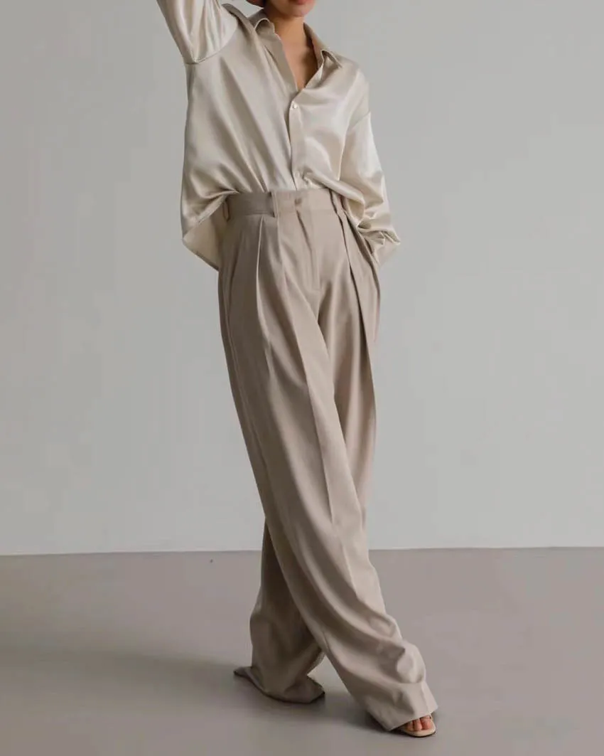 ELIS PLEATED TROUSERS BEIGE