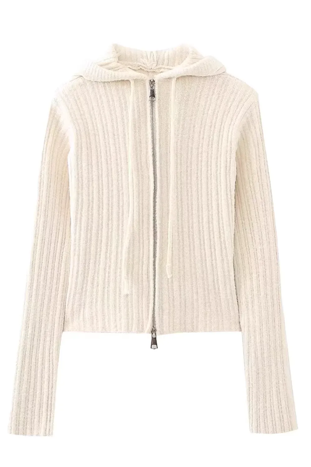 'Ella' Full-Zip Hooded Knitted Cardigan