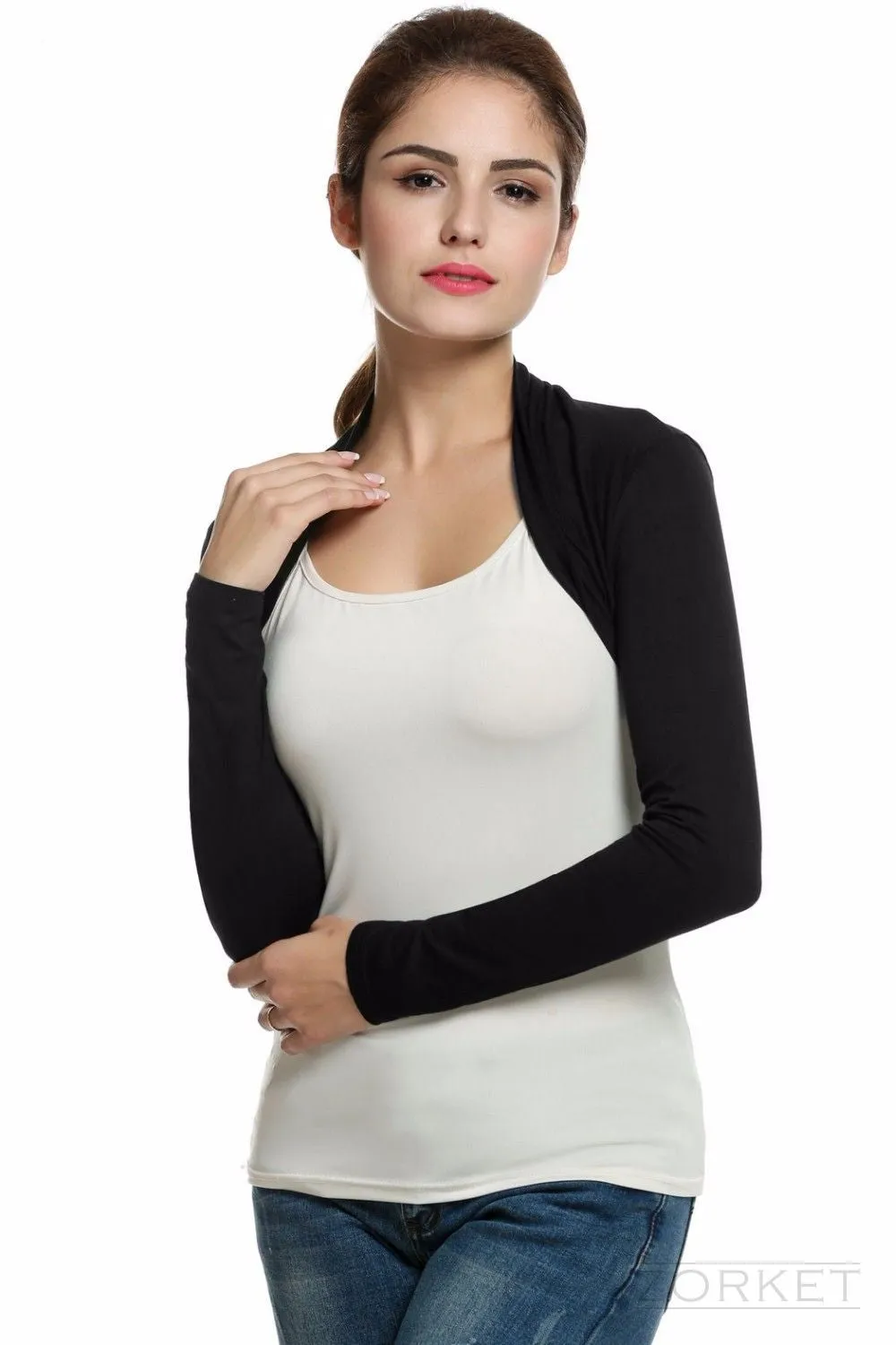 Fashionable Women's Short Cardigan With Long Sleeve