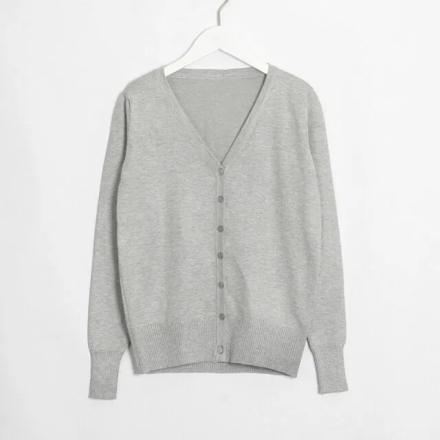 FashionSierra - Women Solid Knitted Cardigan Sweater