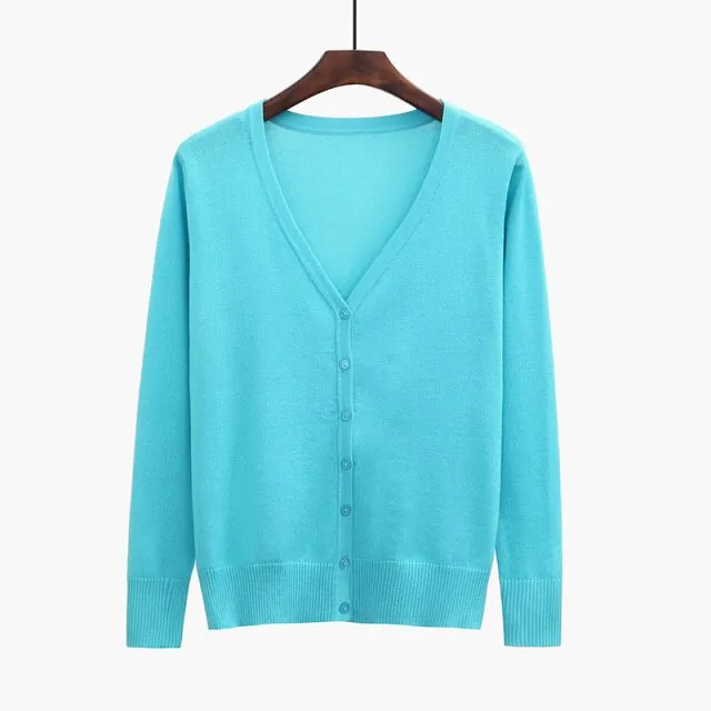 FashionSierra - Women Solid Knitted Cardigan Sweater