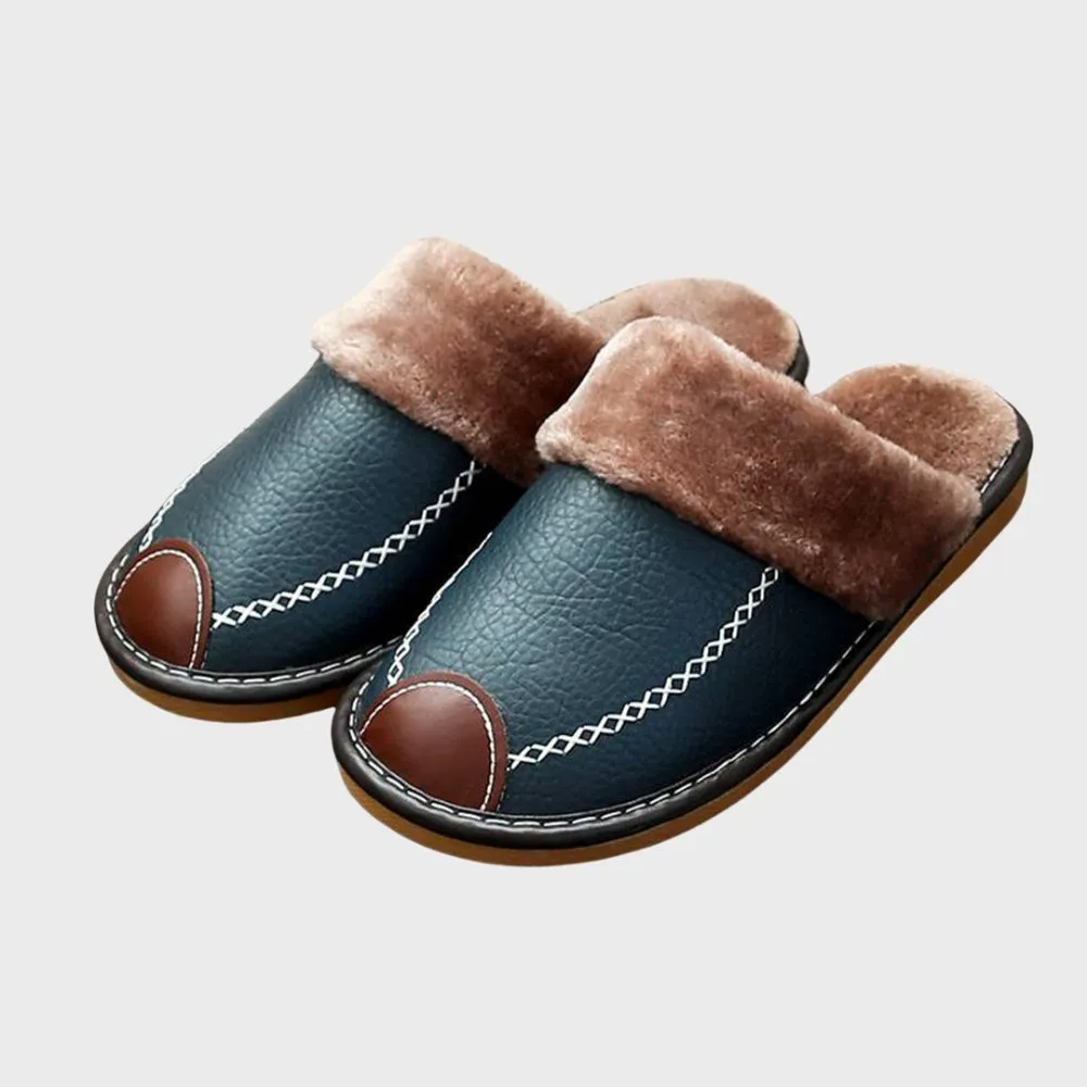 Faux Leather Fleece-Lined Slippers