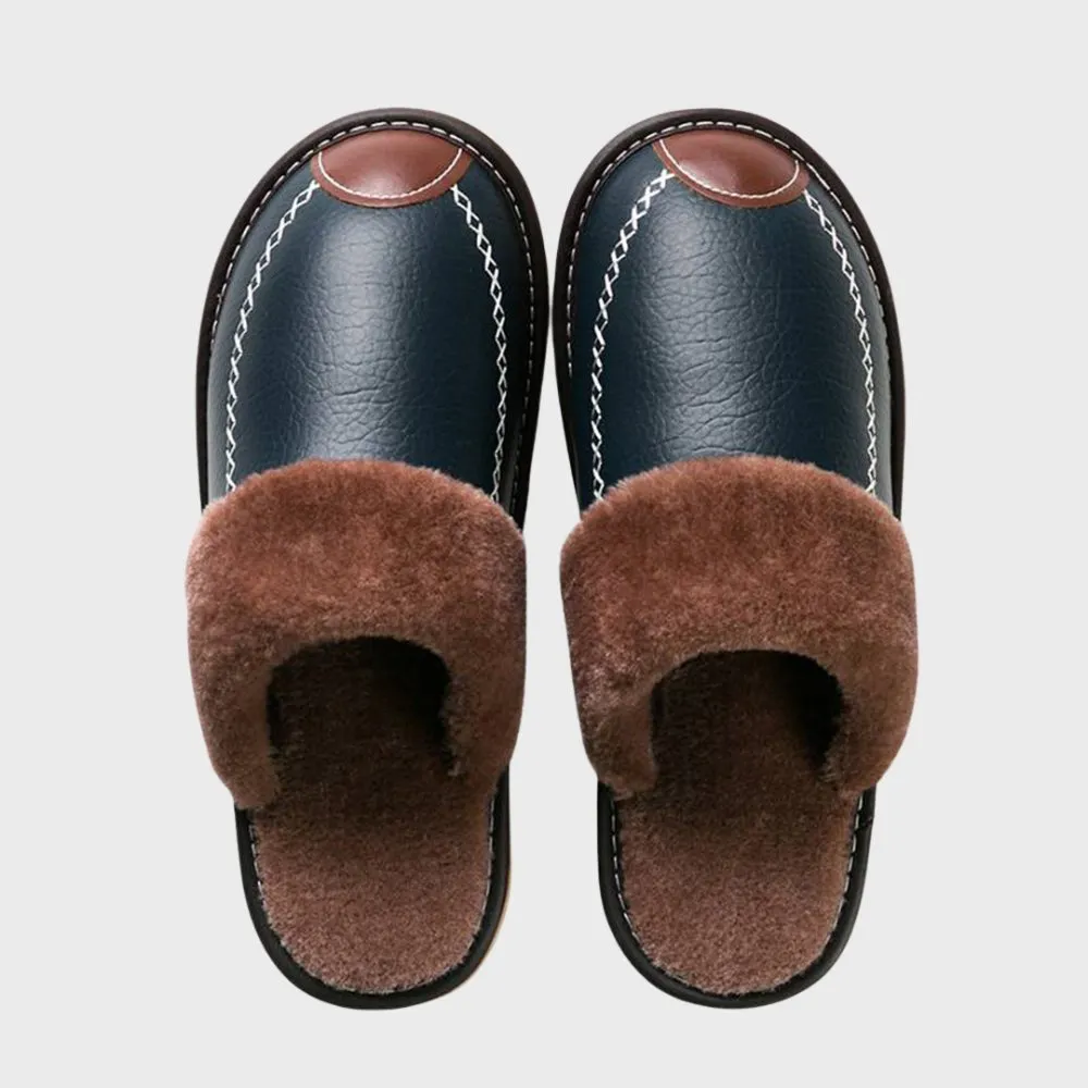 Faux Leather Fleece-Lined Slippers