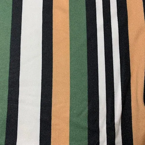 Fern/Tan/Black Stripe Double Brushed Jersey Knit Fabric