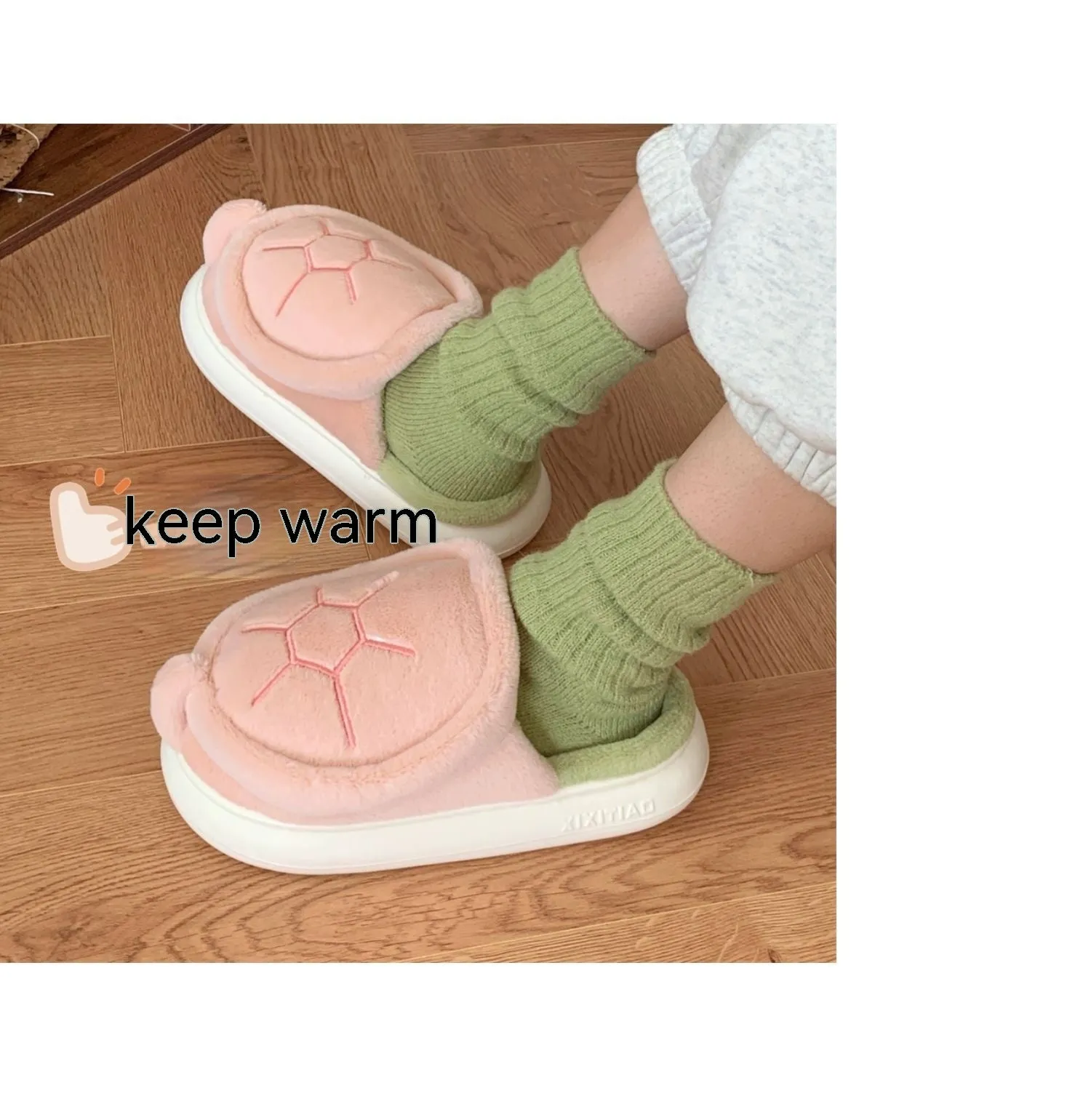 Fleece-lined Creative Little Turtle New Soft Soled Cotton Slipper Comfortable Indoor cotton slippers Cozy Footwear Warm Cotton Slippers couples cotton footwear, lioness-love