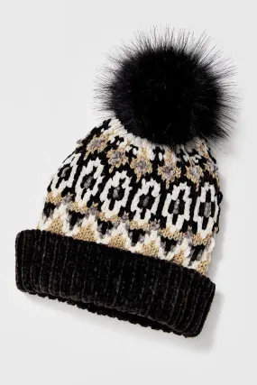 Free people Chalet Fairisle Pom Beanie - Black Combo