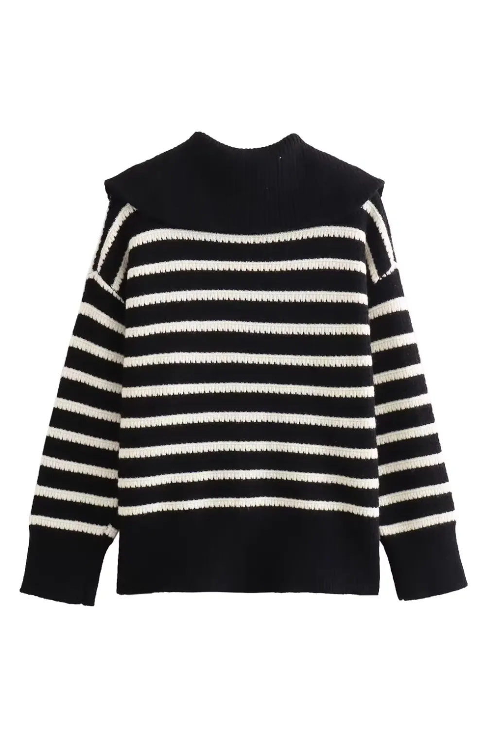 'Gemma' Stripe Collared Full-Zip Knitted Cardigan (2 Colors)