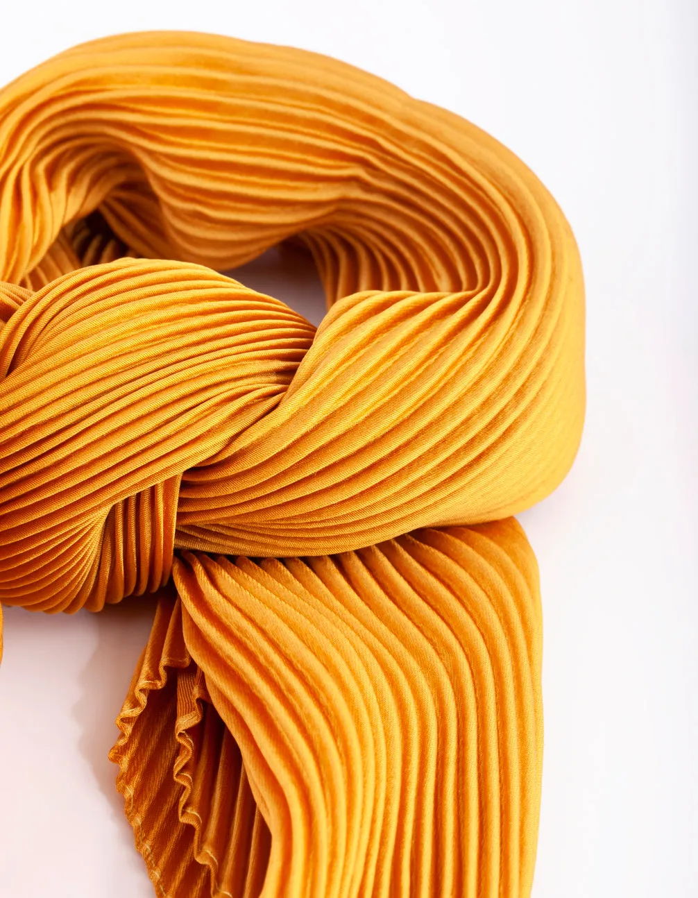 Gold Pleated Satin Bandana Hair Scarf