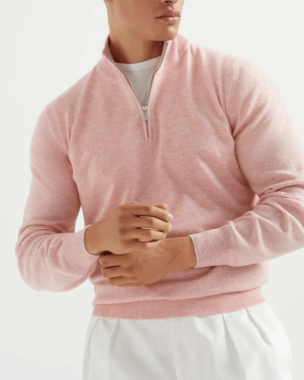 Grapefruit Quarter Zip Sweater