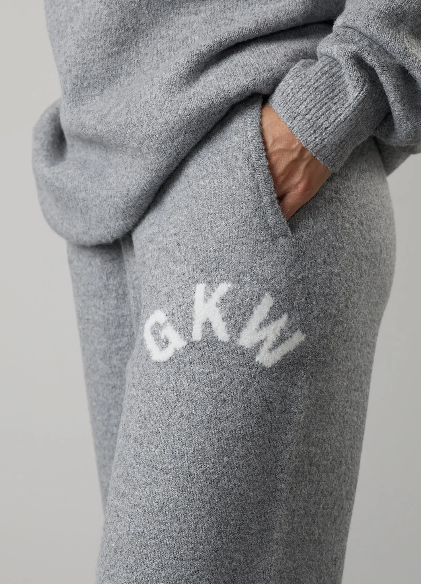 Gym King Restore Knitted Crew Tracksuit - Grey Marl