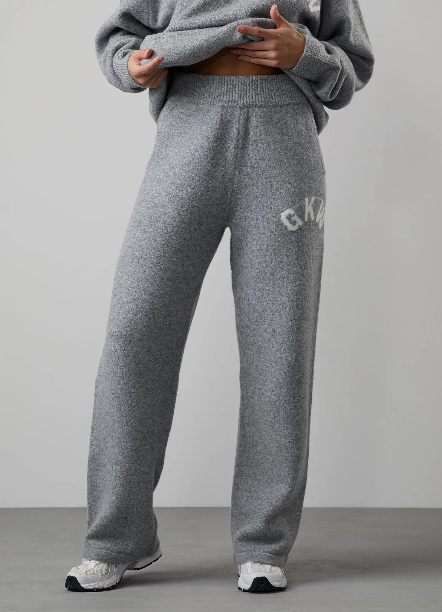 Gym King Restore Knitted Crew Tracksuit - Grey Marl