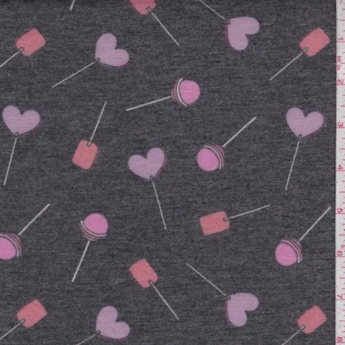 Heather Slate Lollipop Double Brushed French Terry Knit Fabric