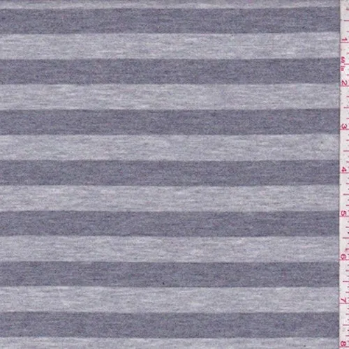 Heather Slate/Stone Stripe Rayon Jersey Knit Fabric