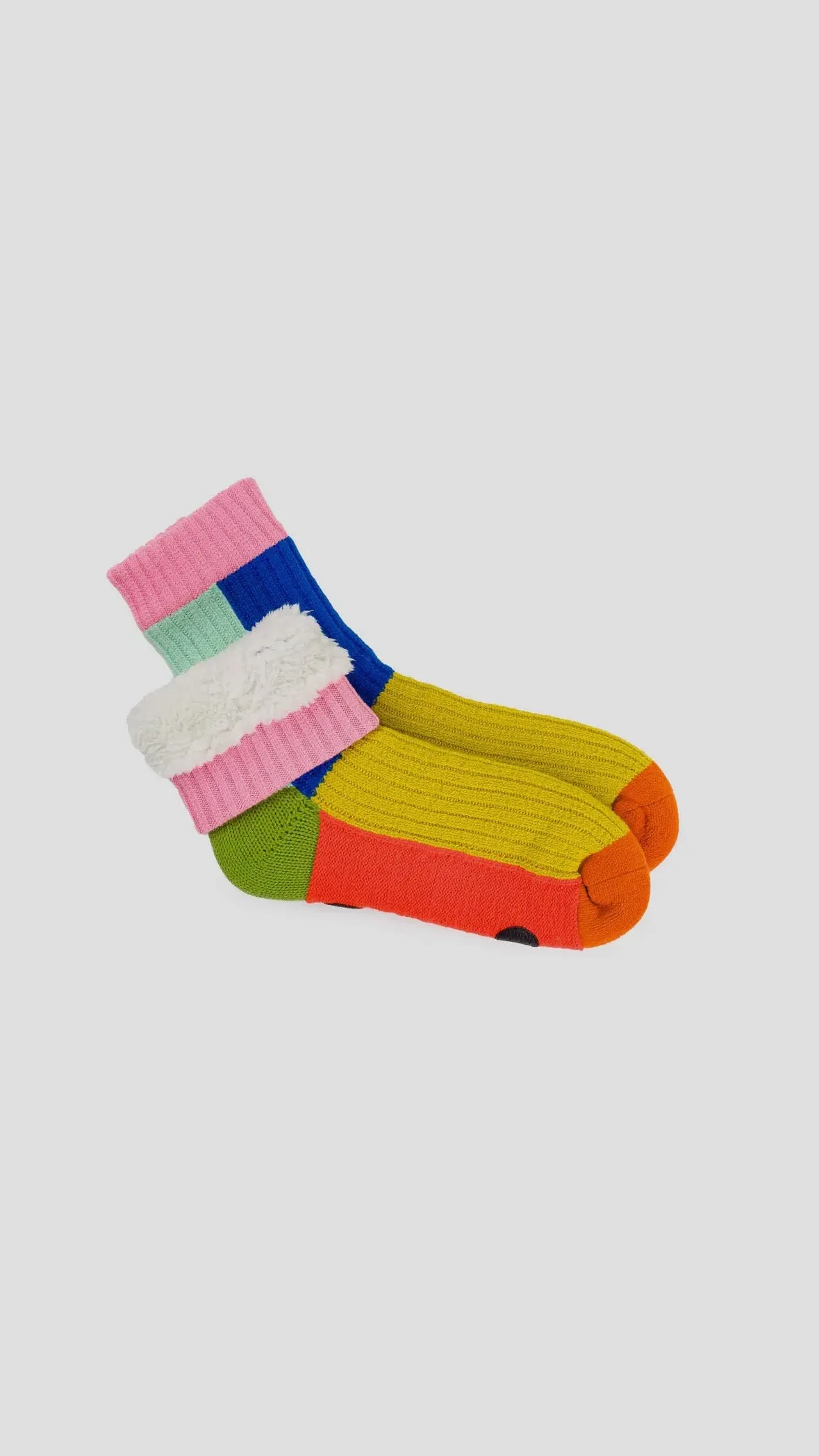 Kaleidoscope Knit House Socks in Olive Cobalt