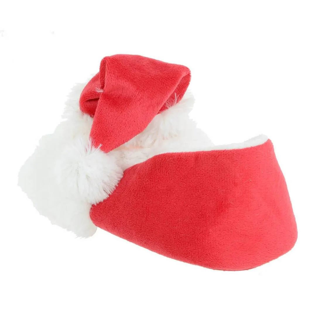 Kids Novelty 3D Santa Slippers Soft Fleece With Pom Poms